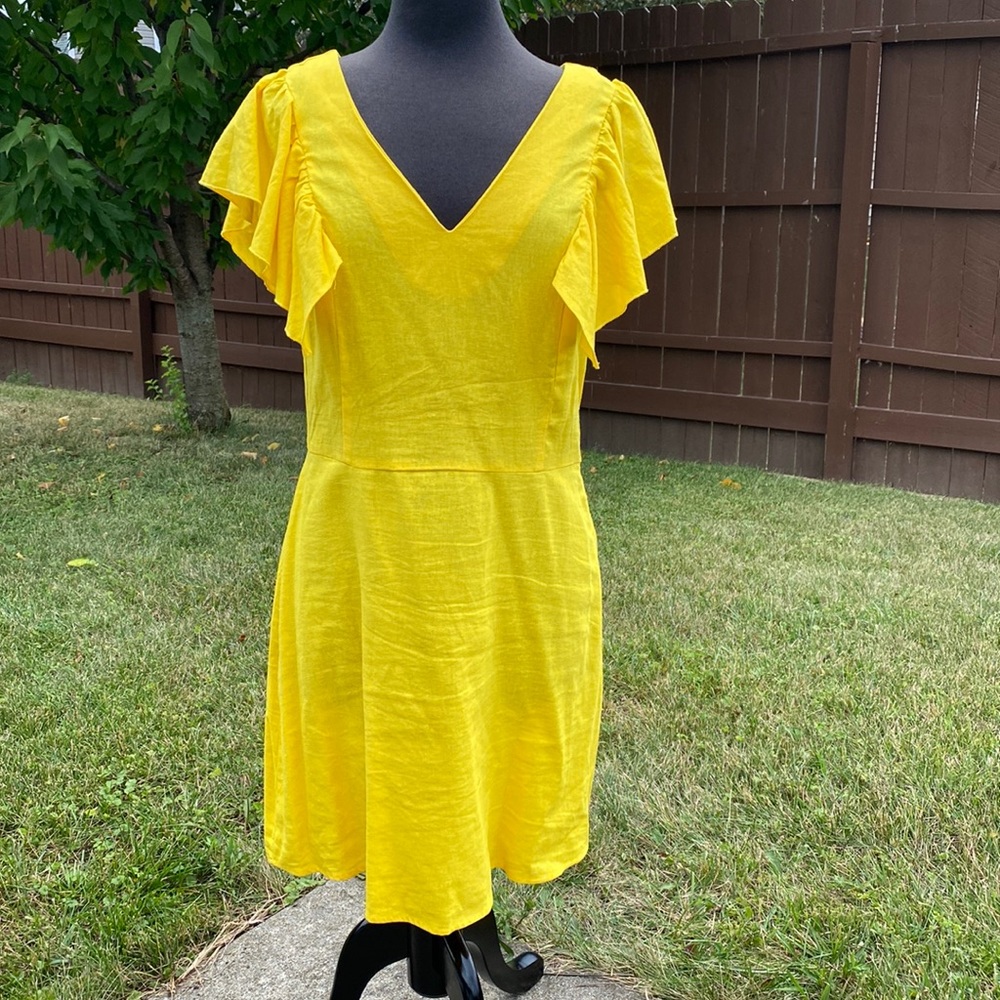 Bright yellow linen dress
